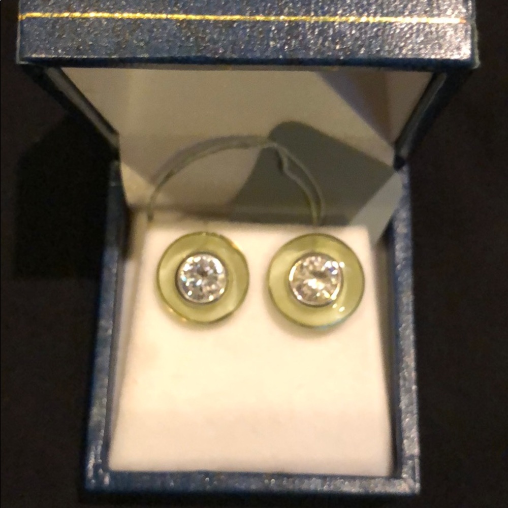 Authentic new with tags-Angelique de Paris bon bon clear earrings with cz